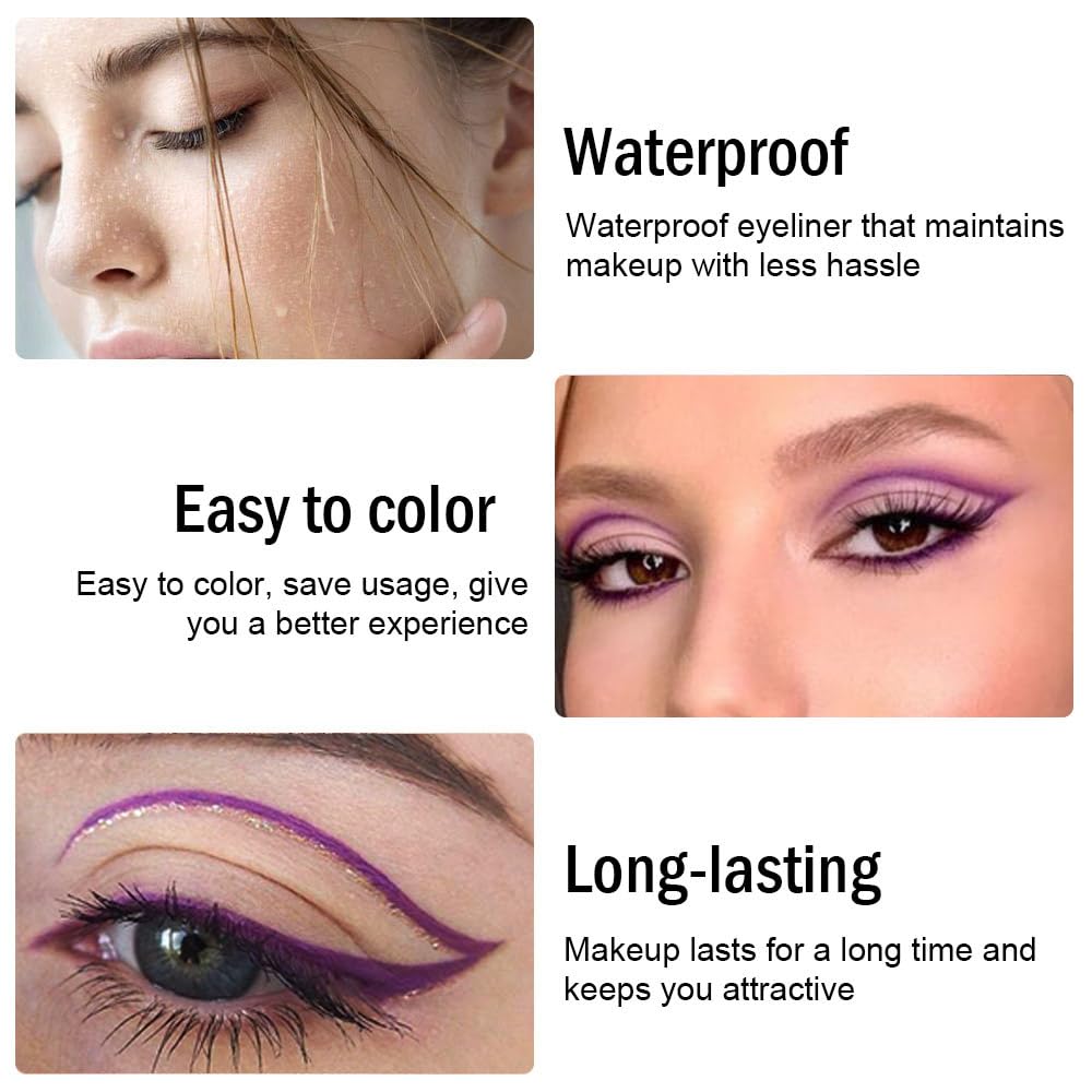 evpct 3Pcs Grape Purple & Violet & Wine Red Gel Glitter Eyeliner Pencils Set for Women Waterproof Smudge Proof lapiz de ojos delineador de ojos contra el agua Eye Liner Makeup 05 13 18 - Image 5
