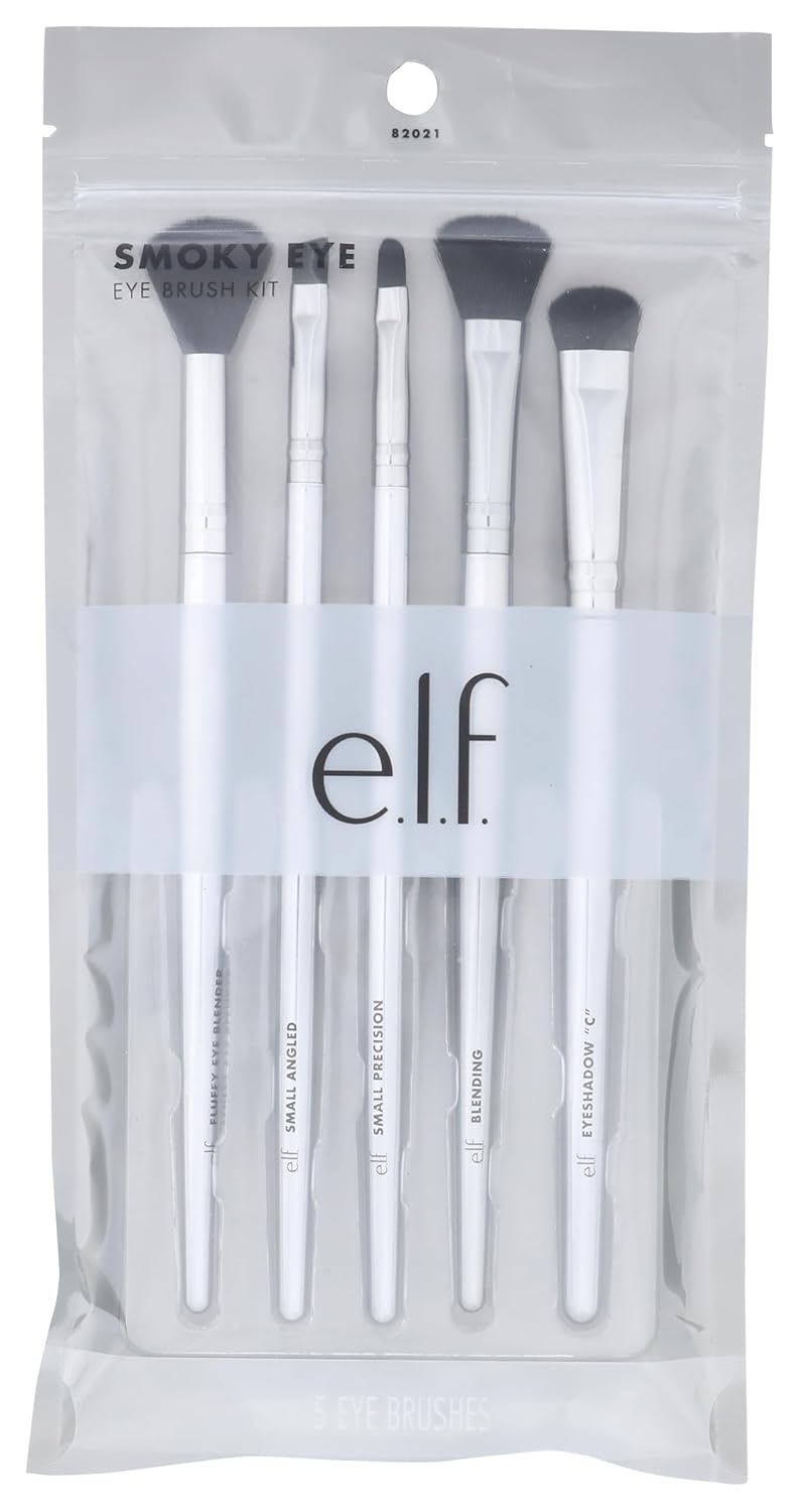 e.l.f. Smoky Eye Brush Kit, 5-Piece Makeup Brush Kit For Creating A Smoky Eye Look, Apply & Blend Eyeshadow, Vegan & Cruelty-Free