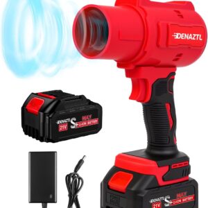 Cordless Leaf Blower- 320000RPM Handheld Leaf Blower- 21V 4.0AH Battery and Charger Turbo Jet Blower,Lightweight Leaf Blowers for Lawn Care, Patio Cleaning, Blowing Leaves, Camping,Gift for Men Dad