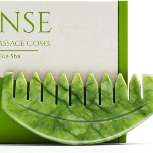 Scalp Massage Comb, Scalp Massager for Hair Growth, Head Scratcher for Itchy Scalp, Natural Gua Sha Jade Stone for Stress Relief, Meridian Brush