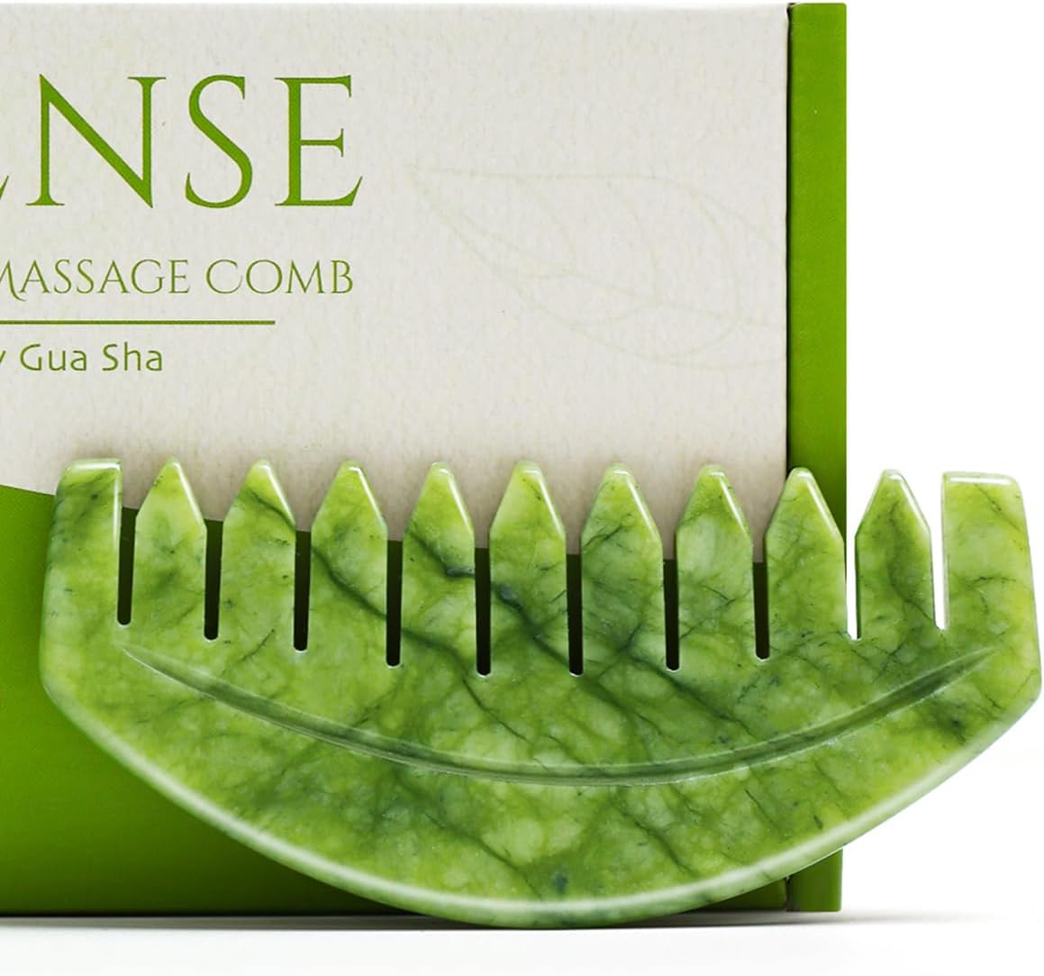 Scalp Massage Comb, Scalp Massager for Hair Growth, Head Scratcher for Itchy Scalp, Natural Gua Sha Jade Stone for Stress Relief, Meridian Brush