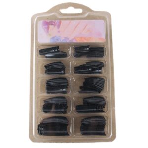 100 Pcs Black DIY Acrylic Gel French Nail Art Colored French Tips False Nail Tips False Nails and Accessories,Nail Tips
