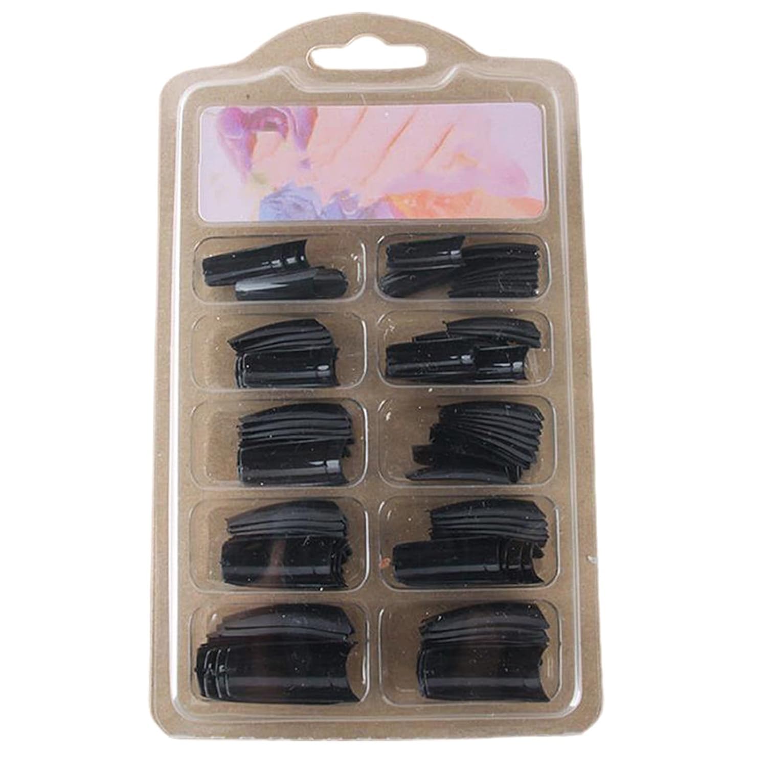 100 Pcs Black DIY Acrylic Gel French Nail Art Colored French Tips False Nail Tips False Nails and Accessories,Nail Tips