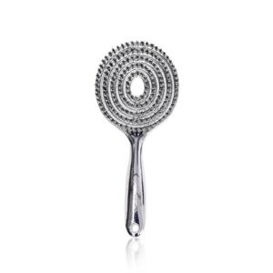 Electroplated Hollow Round Bristle Brush - Anti-Static Massage Brush, Reduces Heat Damage, Ideal for Quick Drying and Voluminous Styling