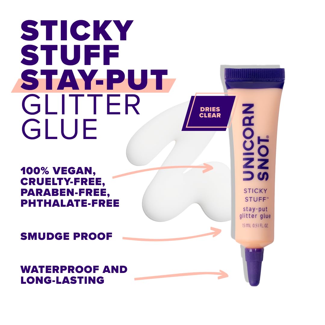Unicorn Snot Glitter Glue Primer - Sticky Stuff™ Stay Put Glitter Glue for Long-Lasting Perfection - Safe for Face - Waterproof, Non-Toxic Primer for Body & Face - Dries Clear - Image 2