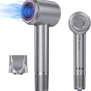 KFJ 2024 Upgraded High Speed Hair Dryer, Professional Negative Ionic Blow Dryer, 110000 RPM Brushless Motor for Fast Drying, 1400W Low Noise Thermo-Control Hair Dryer with Magnetic Nozzle