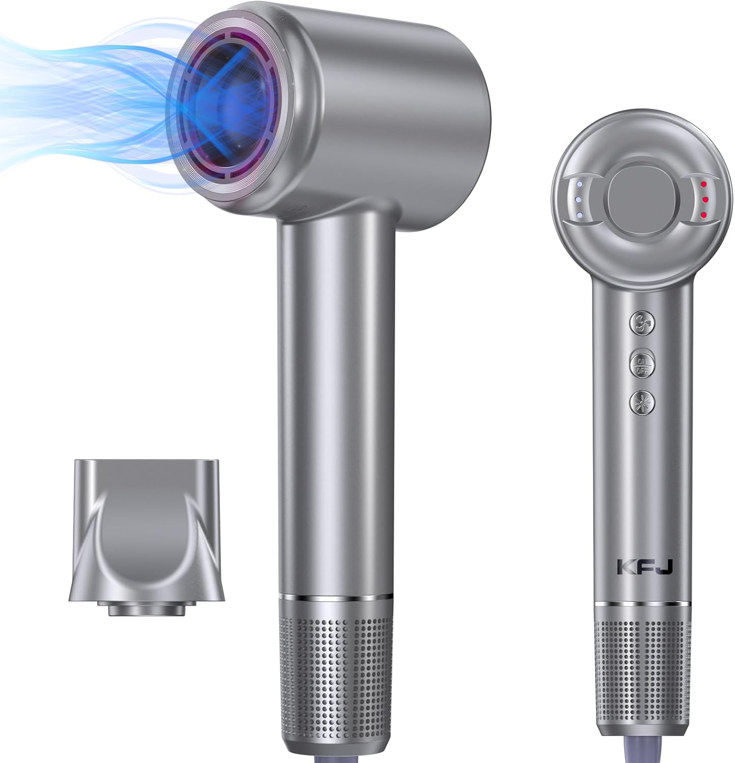 KFJ 2024 Upgraded High Speed Hair Dryer, Professional Negative Ionic Blow Dryer, 110000 RPM Brushless Motor for Fast Drying, 1400W Low Noise Thermo-Control Hair Dryer with Magnetic Nozzle