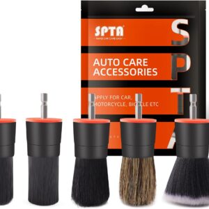 SPTA Hair Drill Brush Attachment - 5 Pcs Mixed Drill Brush Head Set, Auto Detail Car Detail Brush for Cleaning Interior or Exterior