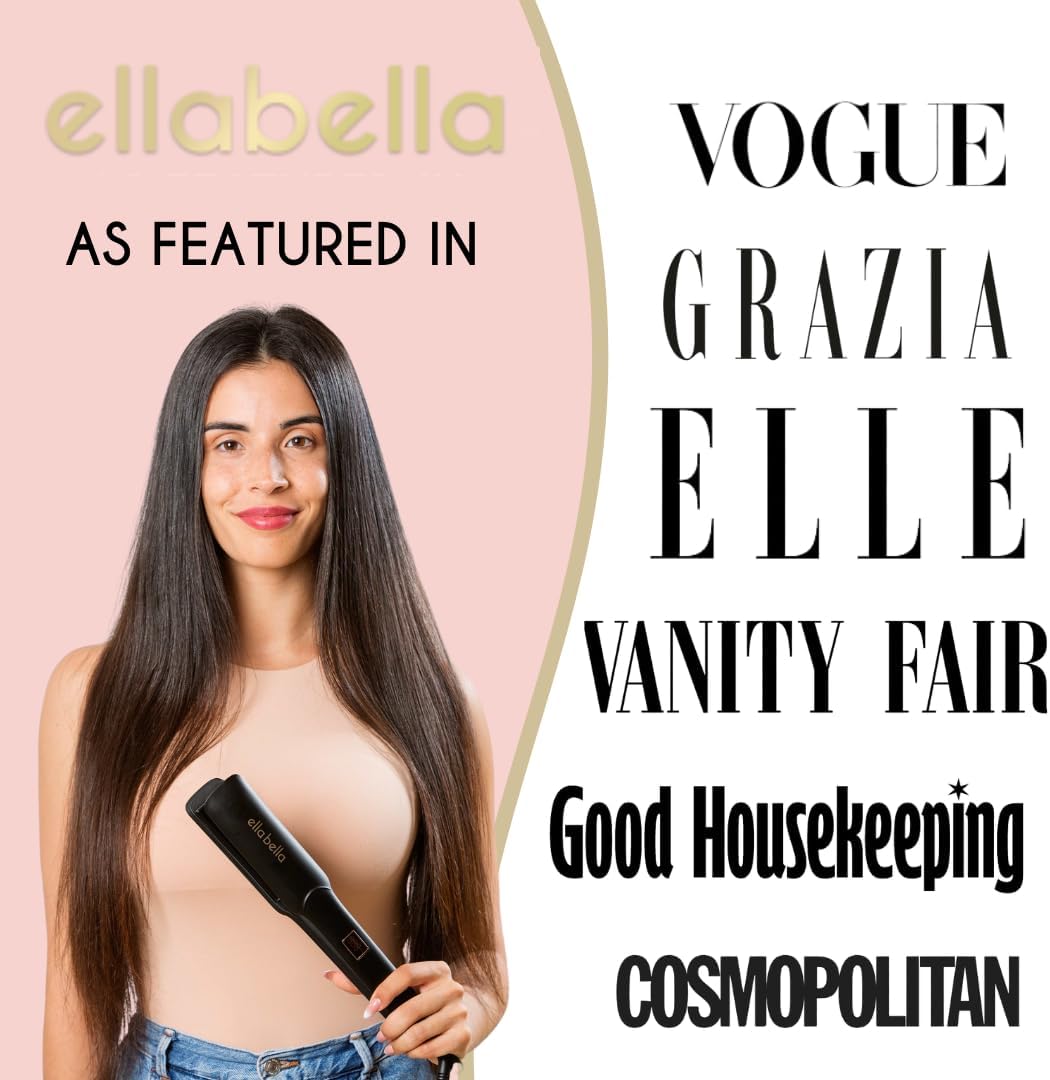 ELLA BELLA® Ceramic Flat Iron Hair Straightener • Professional Straightening Iron • Digital Display to Accurately Control Temperature • As Featured in Good Housekeeping - Image 3