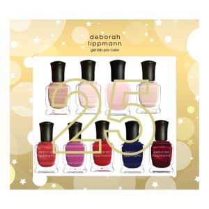 Deborah Lippmann Nail Polish, Gel Lab Pro Set | Treatment Enriched for Nail Health, Wear and Shine | No Lamps or Tools & 21-Free | 25th-Anniversary, 9 Bottles
