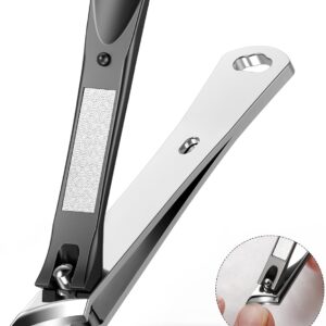 BALUCA Slanted Blade Ingrown Toenail Clippers for Thick Toenails, Angled Toe Nail Fingernail Cutter Trimmer for Seniors and Men - Black