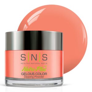 SNS Nail Dip Powder, Gelous Color Dipping Powder - Fresh Papaya (Peach/Coral, Shimmer), BOS05 - Long-Lasting Acrylic Nail Color & Polish Lasts 14 Days - Low-Odor & No UV Lamp Required - 1 oz
