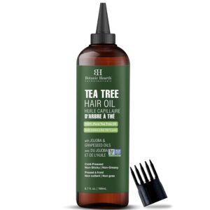 Botanic Hearth Tea Tree Oil for Hair (6.7 fl oz) | With Jojoba & Grapeseed Oils | Soothes Itchy Scalp & Fights Dandruff | Non GMO Verified