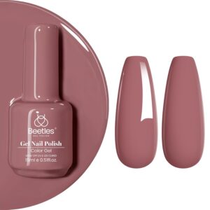 beetles Gel Nail Polish, 1Pcs 0.5Oz 15ml Dusty Rose Nail Polish Dried-Rose Dusty Pink Fall Soak Off UV LED Nail Lamp Nail Art Manicure Salon DIY Home Solid Gel Nail Design Decoration for Women