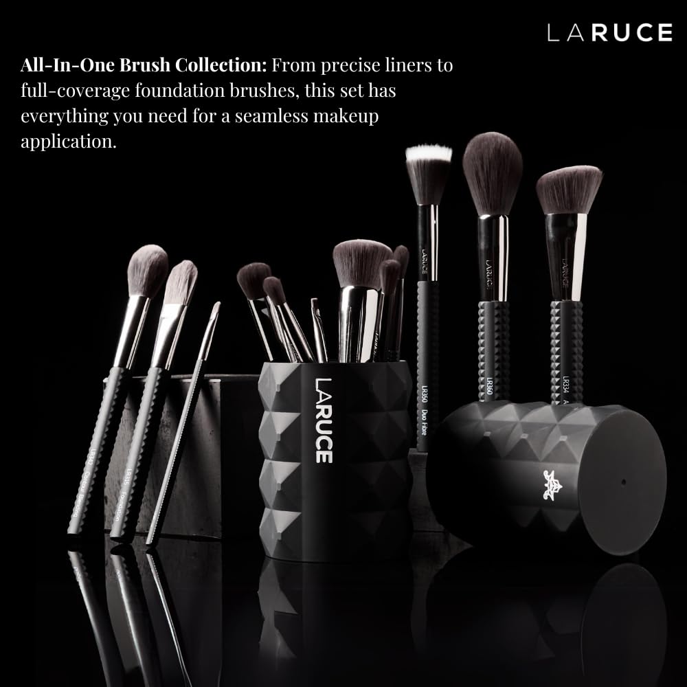 Laruce Makeup Brushes 14Pcs Makeup Brush Set Premium Synthetic Brushes for Foundation, Blending, Blush, Eyeliner, Shadow, Brow, Concealer, and Kabuki Brush with Travel Cup - Image 6