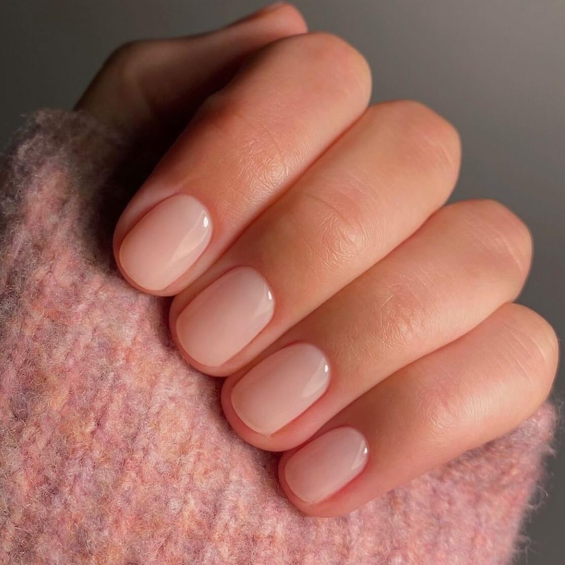 KQueenest 48 Pcs Acrylic Press on Nails Short Square, Natural Nude Pink Nails Press ons, Semi-Transparent Fake Nails Natural, Acrylic Glue on Nails Short, Stick on Nails for Women Daily Wear