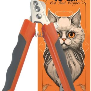 Trumoon Cat Claw Clippers Two Round Cut Holes with Different Sizes (2mm & 3mm) - Cat Nail Trimmers Suitable for Cats and Other Small Animals with Different Stages of Growth(Orange)
