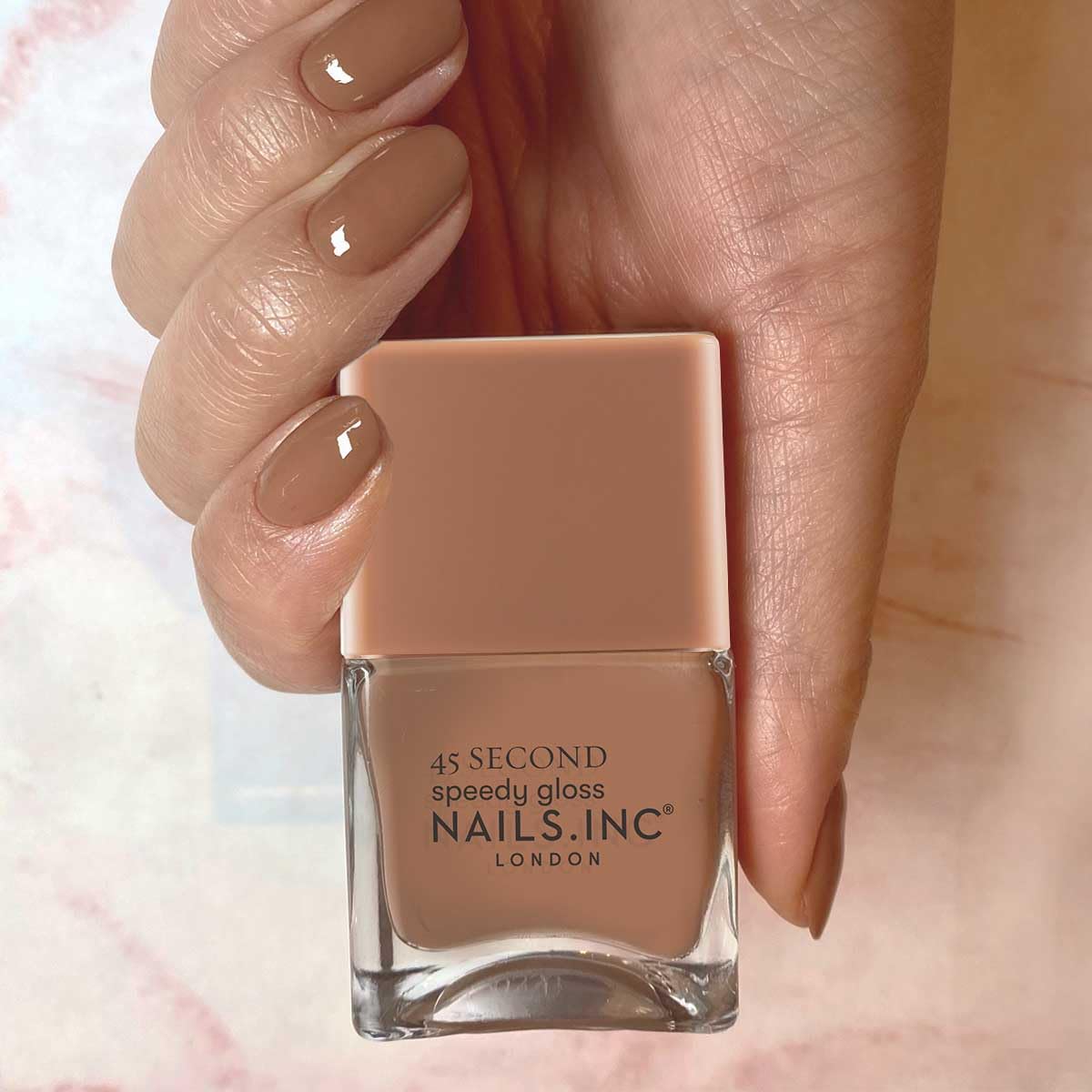 Nails Inc 45 Second Speedy Gloss, Tori, Tan Nude, Glossy, No Chip, Long Lasting, Quick Dry, Air Dry, Professional Manicures & Pedicures, Fingernails & Toenails, Vegan Nail Polish, 0.47 Fl Oz - Image 5