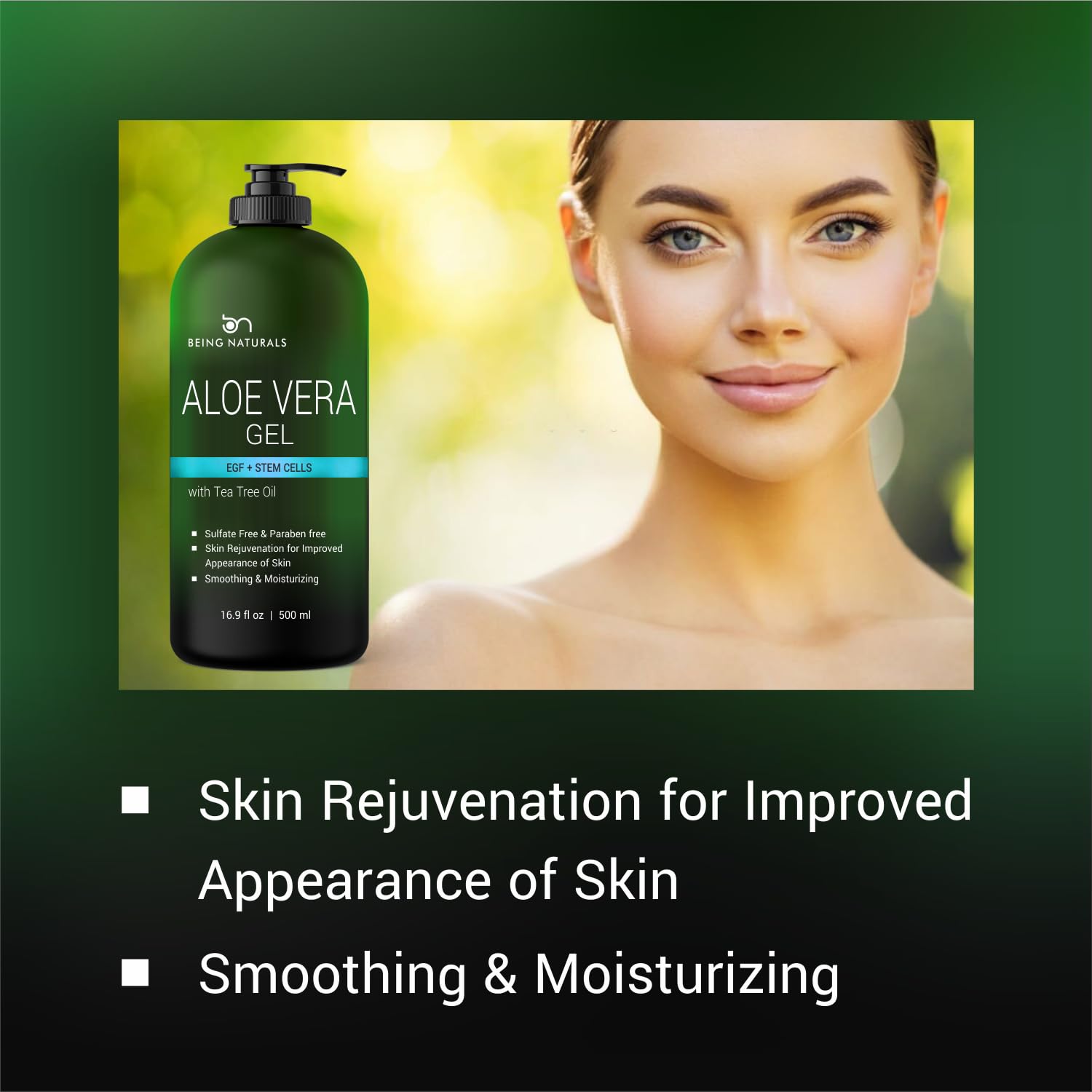 Aloe vera Gel - from 100% Pure Organic Aloe Infused with EGF, Stem Cell, Rosemary Oil - Natural Raw Moisturizer for Face, Body, Hair. Perfect for Sunburn, Acne, Razor Bumps 16.9 fl oz - Image 5