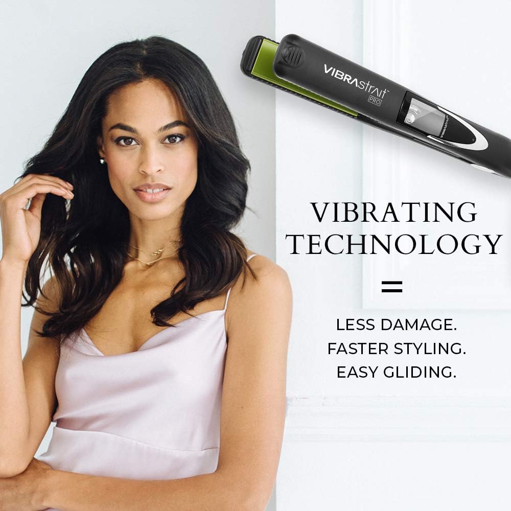 Pro Vibrating Ceramic Tourmaline Ionic Flat Iron, 1-inch - Fast, Frizz-Free Ceramic Hair Straightener with Easy, Gentle Glide for Waves, Curls, Smooth Hair - Professional Styling Tools - Image 3