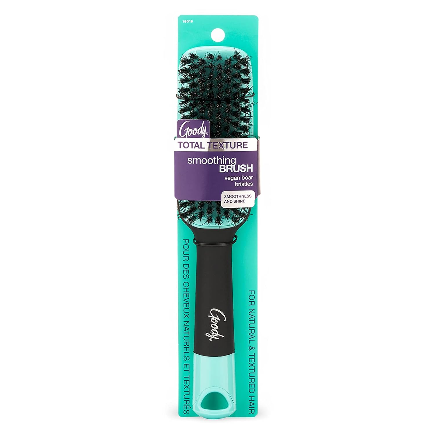 Goody x Total Texture Smoothing Brush - Vegan Boar Bristles Help Condition and Smooths Hair Cuticles for Enhanced Shine Shine - For Natural and Textured Hair - Non-Slip Grip