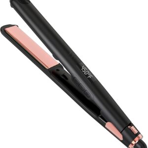 Flat Iron Hair Straightener, Ceramic Hair Straightener and Curler 2 in 1, Rapid 30-Second Heat-Up Hair Straightening Iron with Floating Plates for Less Frizz, Shinier & Smoother Hair