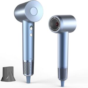 Hair Dryer, High-Speed Ionic Low Noise Blow Dryer 110000 RPM Brushless Motor for Fast Drying, Thermo-Control Quiet Compact Hair Blow Dryer with Magnetic Nozzle for Curly Hair for Home Salon Travel