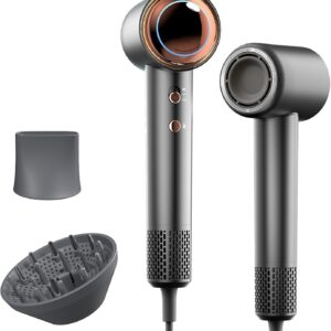 Tideway H11 Hair Dryer 110000 RPM Professional High-Speed, Rapid Drying Plasma Tech for Scalp Health, Lightweight Low Noise, Smart Temp Control,4 Temps Travel with Magnetic Nozzle&Diffuser (Black)