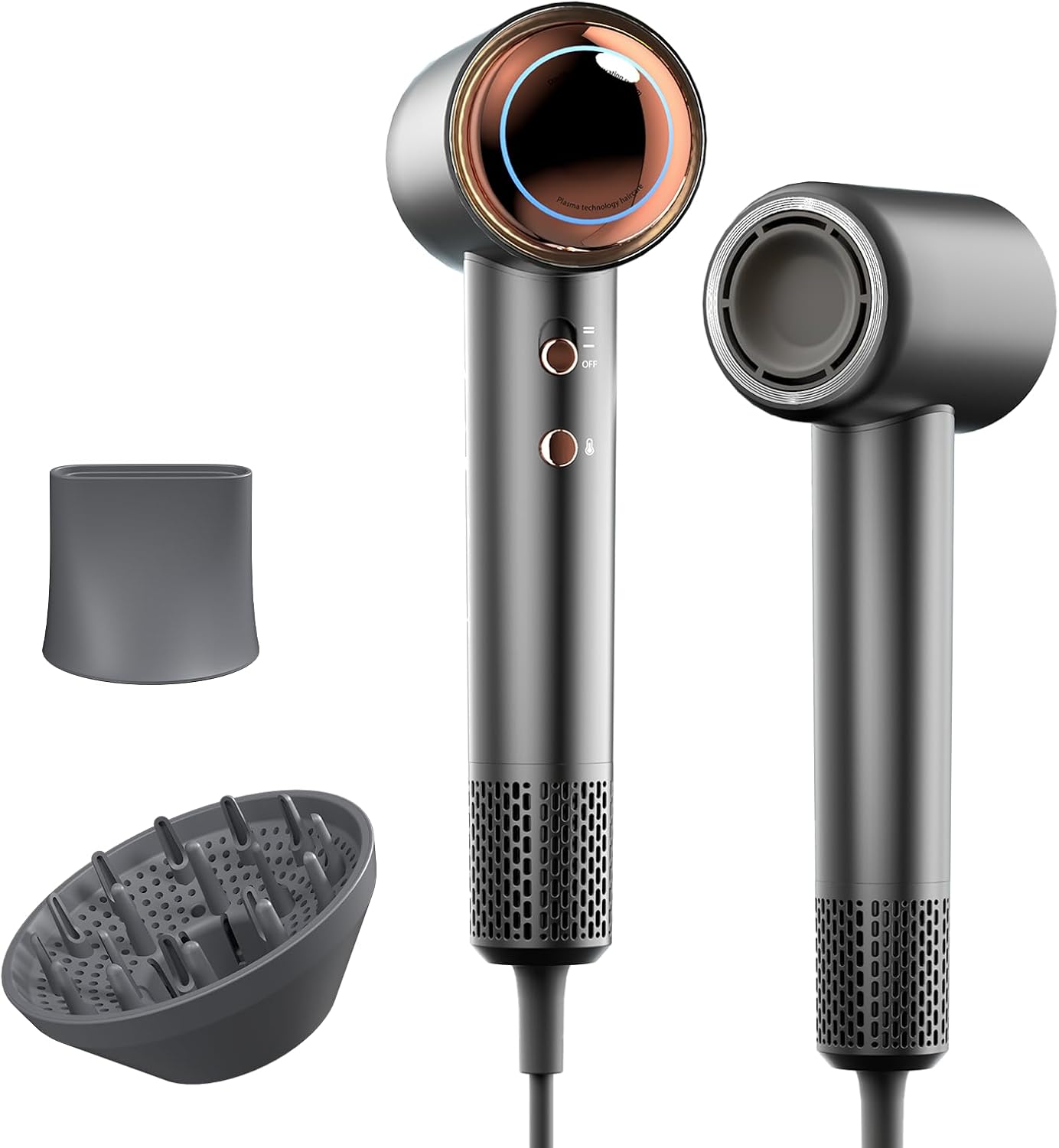 Tideway H11 Hair Dryer 110000 RPM Professional High-Speed, Rapid Drying Plasma Tech for Scalp Health, Lightweight Low Noise, Smart Temp Control,4 Temps Travel with Magnetic Nozzle&Diffuser (Black)