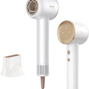 Dreame Glory Hair Dryer – Powerful Fast Drying, High-Speed 110,000 RPM Motor, 300M Anions for Shiny Hair, 4 Temp Settings, Ultra Lightweight, Quiet, Portable & Compact for Home & Travel, White