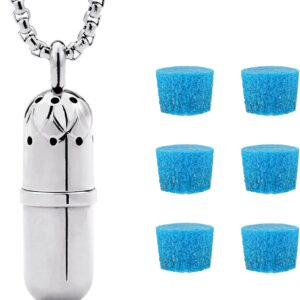 Essential Oil Necklace for Women, Aromatherapy Necklace Diffuser, Women's/Men's Fragrance Diffuser Pendant Birthday, Christmas and Valentine's Day Gifts (Silver)