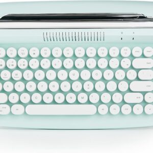 YUNZII ACTTO B303 Wireless Typewriter Keyboard, Bluetooth Connection, Cute Retro Aesthetic Design with Integrated Stand for Tablet, Phone, PC and Win/Mac/Android (B303, Sweet Mint)