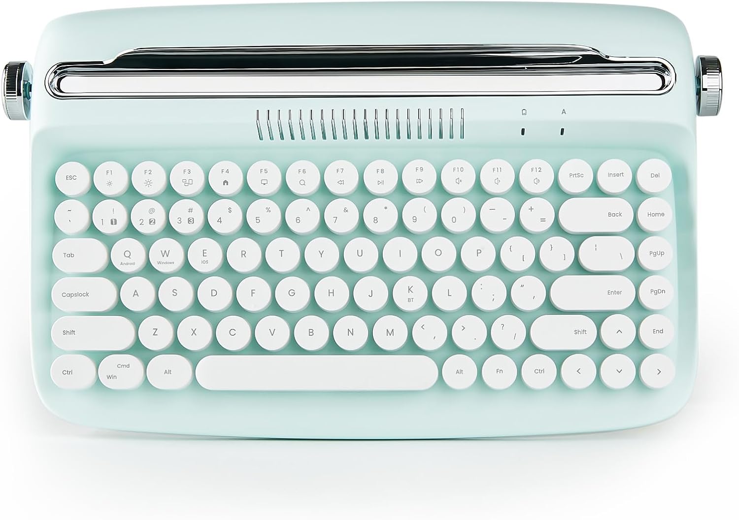 YUNZII ACTTO B303 Wireless Typewriter Keyboard, Bluetooth Connection, Cute Retro Aesthetic Design with Integrated Stand for Tablet, Phone, PC and Win/Mac/Android (B303, Sweet Mint)