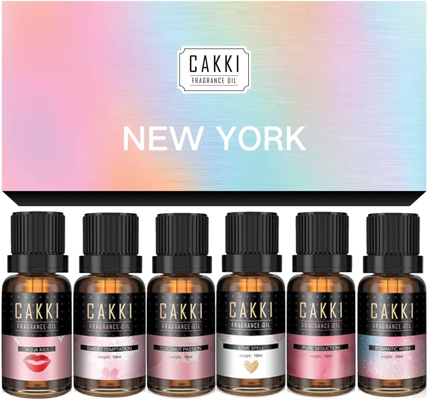 Essential Oils Set for Diffusers for Home, CAKKI Fragrance Oils Gift Set, 6X10ml Pure Aromatherapy Oils,with Pure Seduction, Love Spell,Coconut Passion, Aqua Kiss, for Candles Making