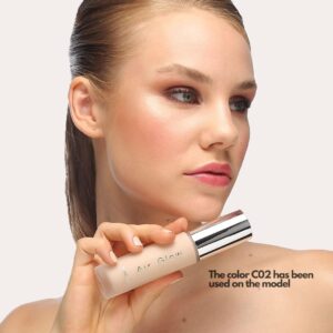 Farmasi Air Glow Foundation, Deeply hydrating and Lightweight Skincare Effects, Sea-Water formula, Natural-looking Skin Hydrated Softer and Smooter, Buildable Hylauronic Coverage 1 Fl Oz / 30 ML - C02