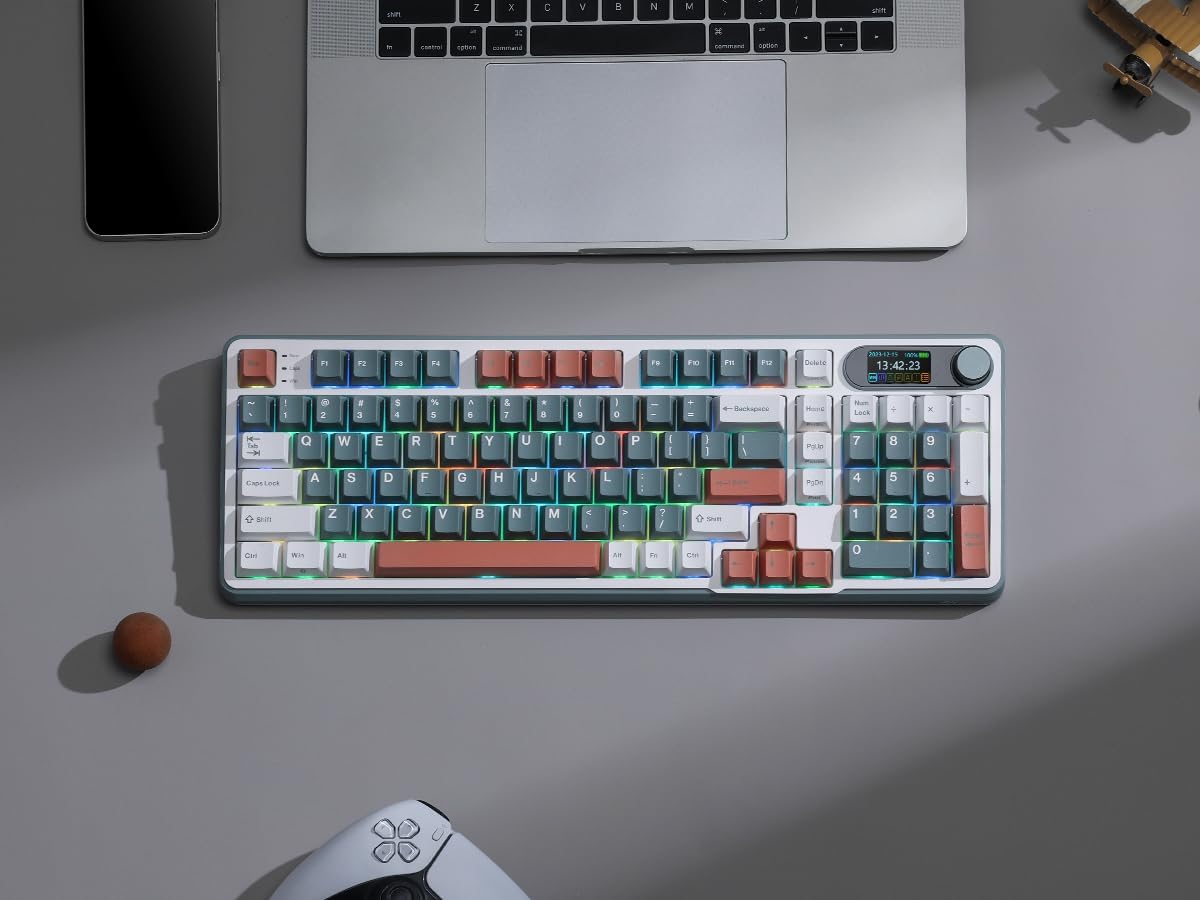 RK ROYAL KLUDGE S98 Mechanical Keyboard w/Smart Display & Knob, Top Mount 96% Wireless Mechanical Keyboard BT/2.4G/USB-C, Hot Swappable, Software Support, Creamy Sounding, 98 Keys - Image 8