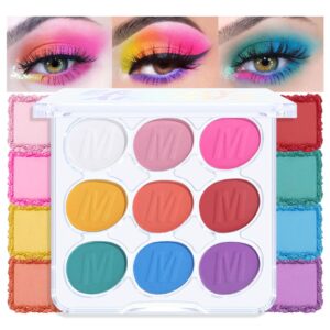9 Colors Eyeshadow Palette Makeup, Multicolor Pop Eyeshadow Palette, Blendable Matte Shimmer, White Pink Rose Pink Yellow Orange Red Green Blue Purple Palette Eye Shadow, Long-lasting waterproof 2#