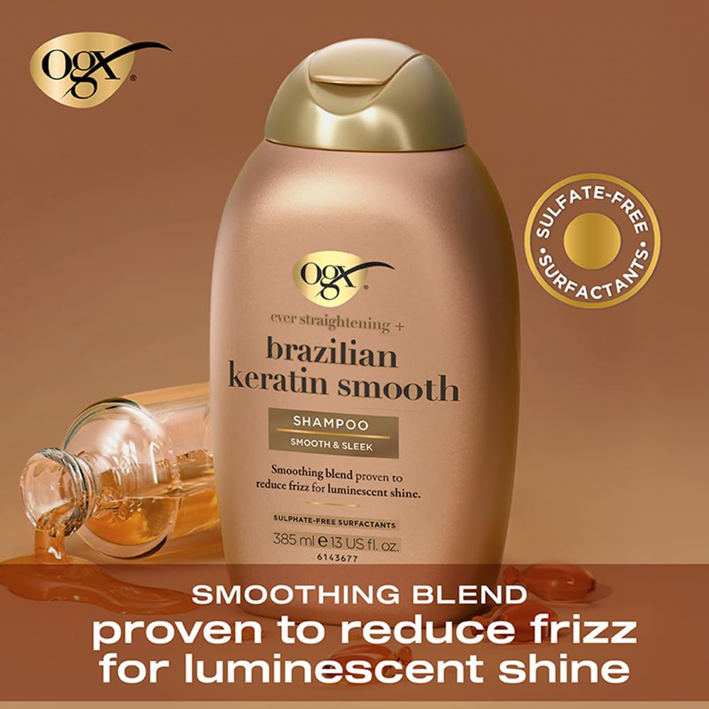 Ever Straightening + Brazilian Keratin Therapy Smoothing Shampoo with Coconut Oil, Cocoa Butter & Avocado Oil for Lustrous, Shiny Hair, Paraben-Free, Sulfate-Free Surfactants - Image 2