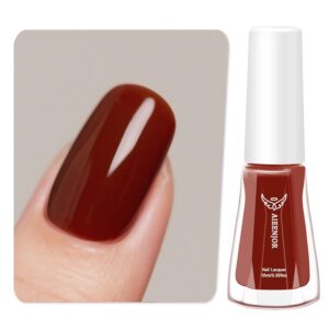 Red Brown Nail Polish, Quick Dry Nail Polish, No UV Lamp Needed, Streak Free, Long- Last Fingernail Polish for Nail Manicure Salon DIY Nail Art, 0.35 fl oz