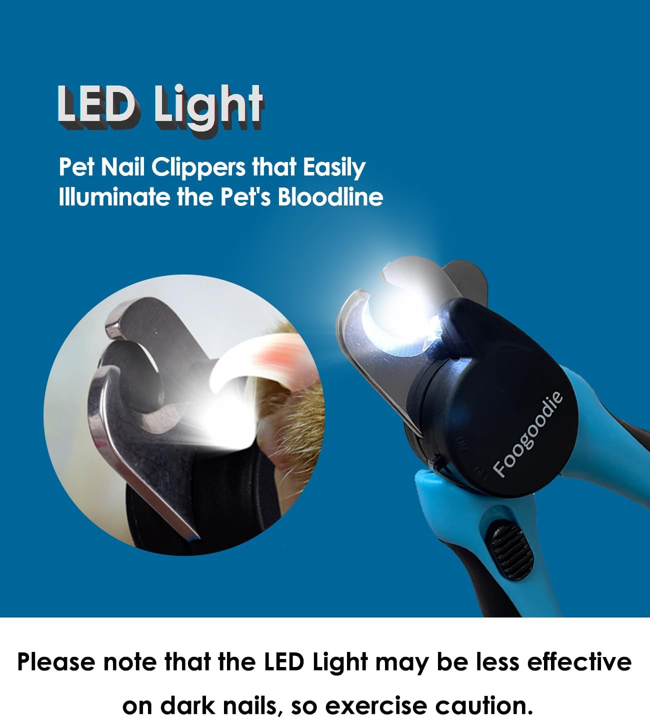 Dog Nail Clippers with Light, 2 in 1 Dog Nail Trimmers with Safety Guard & Quick Sensor to Prevent Over-Cutting, Includes Pet Grooming Comb & Nail File, Ideal for Cats & Dogs - Image 2