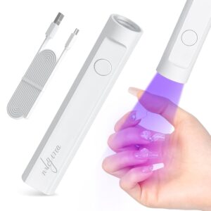 Mini UV Nail Lamp for Gel Nails Handheld UV Light for Nails Portable Led Lamp 3W Nail Dryer for Curing Gel Polish USB Light Flashlight for Home DIY Manicure(White)