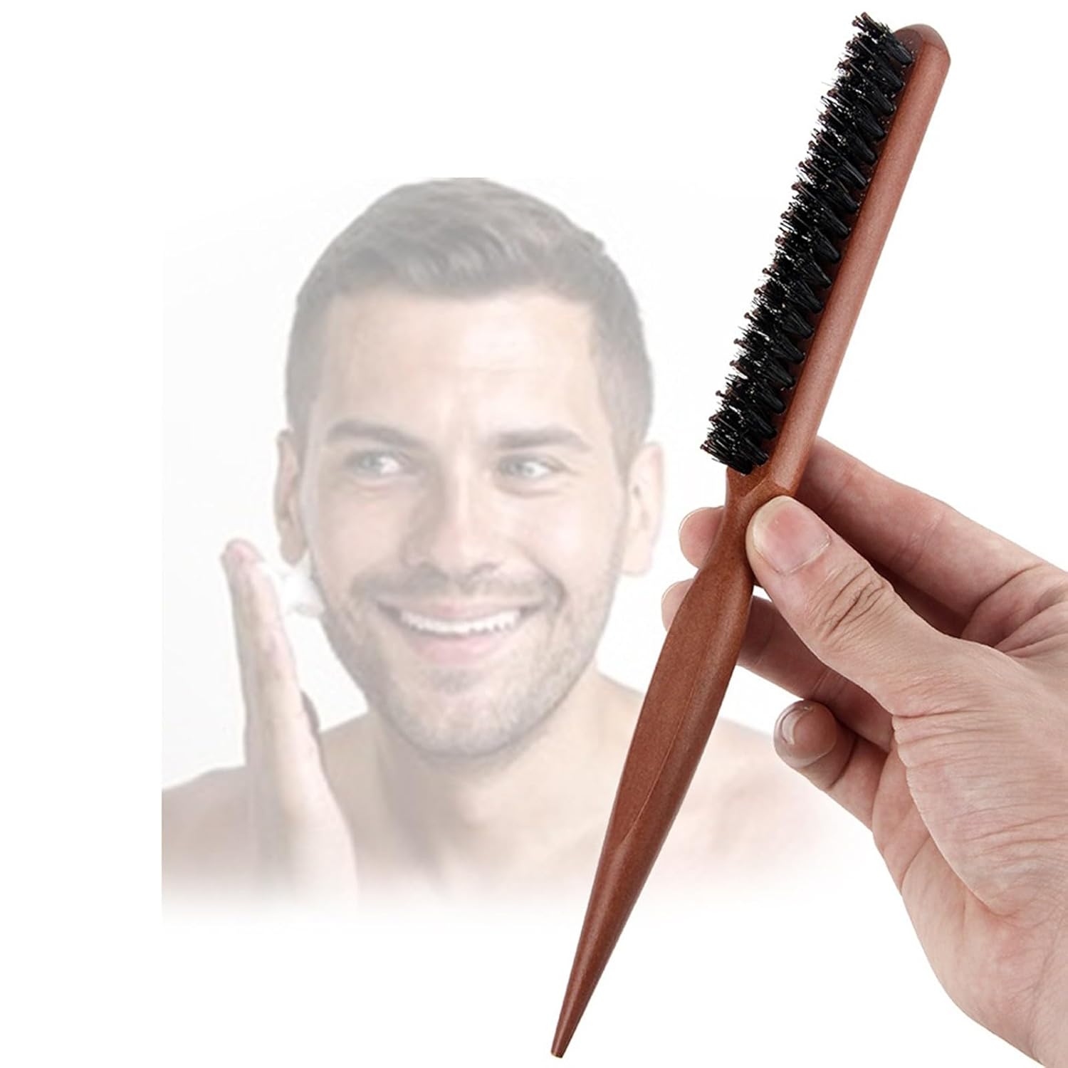 Boar Bristle Slick Back Hair Brush - Soft/Medium Teasing Boar Bristle Hair Brush Smoothing Hairbrush to Style, Polish, & Lay Hair Down Flat to Create a Sleek Frizz Free Hairstyle for Women and Men - Image 4