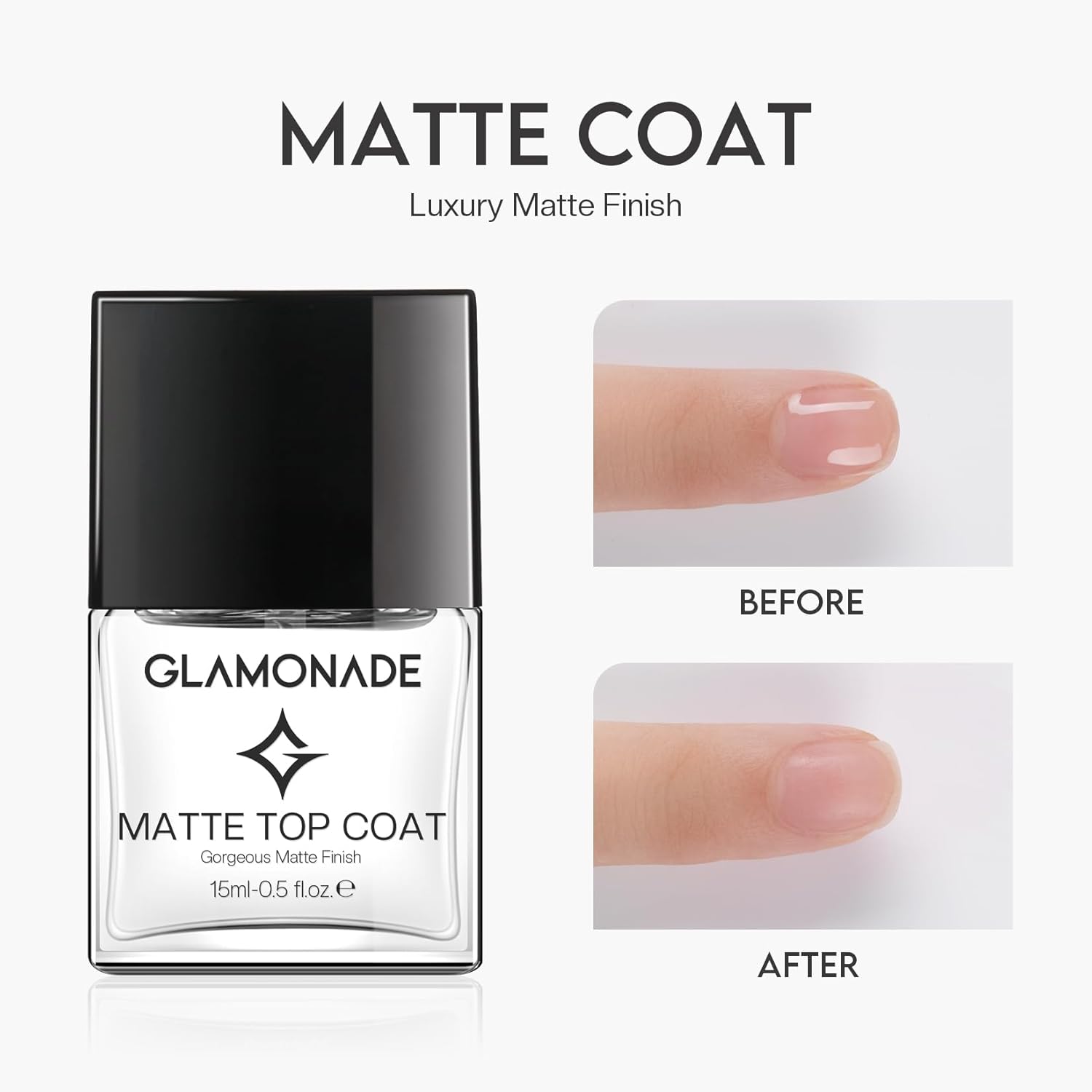 Matte Top Coat Nail Polish: Clear Quick Dry Nail Polish Fast Air Drying Long Lasting Clear Coat Matt Effect for Manicure Salon Quality 0.34 FL Oz - Image 3