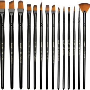 Paint Brushes Set, 14 PCS Artist Brush for Acrylic Oil Watercolor Gouache Artist Professional Painting Kits with Synthetic Nylon Tips
