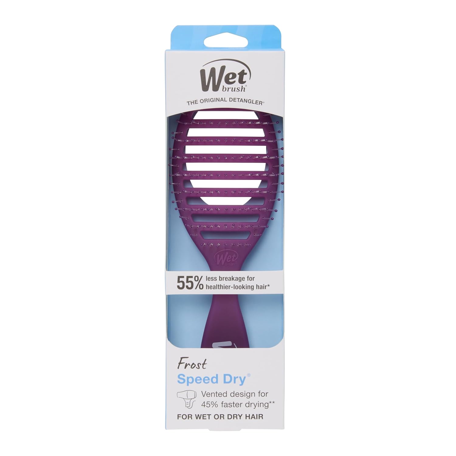 Wet Brush Speed Dry Hair Brush, Purple Frost - Vented Design & Soft HeatFlex Bristles Are Blow Dry Safe - Ergonomic Handle Manages Tangles - Pain-Free Hair Accessories - Image 11