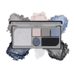 Blue Grey Smoky Eyeshadow Palette - 6-Color Matte & Shimmer Set for Daily, Halloween & Goth Makeup