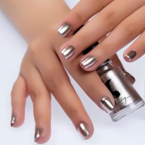 Metallic Mirror Nail Polish Effect, Long-Lasting Quick Dry Nail Lacquers, Shiny DIY Nail Polish (12#, 6ml)