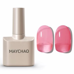MAYCHAO Jelly Gel Nail Polish -15ML Watermelon Red Jelly Gel Polish Soak Off UV LED Sheer Red Nail Polish for DIY Manicure Home Salon Nail Art, 0.5 OZ