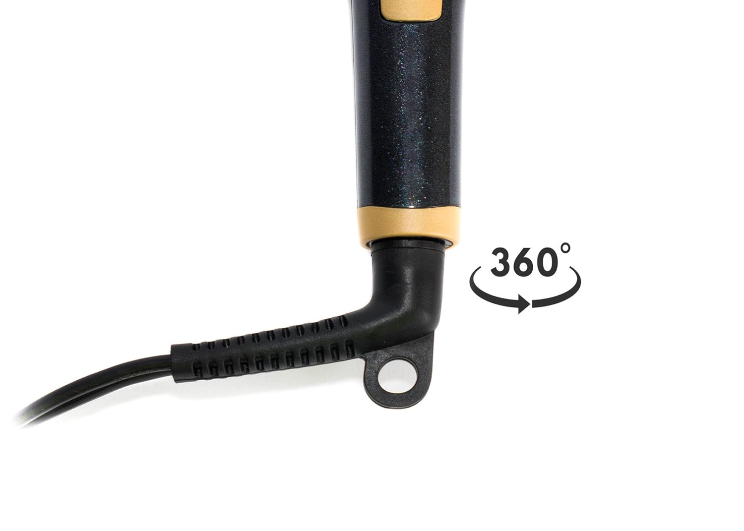 Tru Beauty 2-in-1 Hot Styling Brush, Ionic Tourmaline Barrel, 2 Heat Settings, Swivel Cord - Black/Gold - Image 6