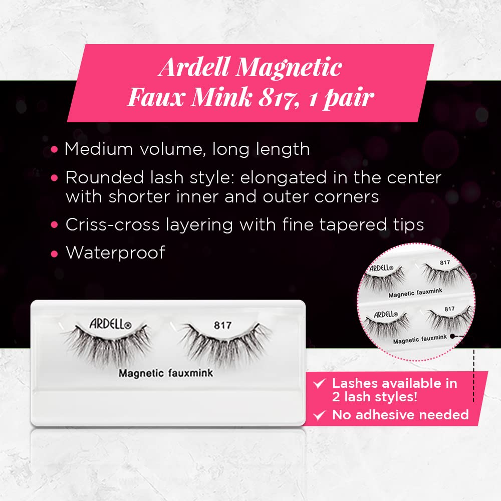 Ardell 817 Magnetic Faux Mink Eyelash Set with Easy Application Liquid Liner - Image 4
